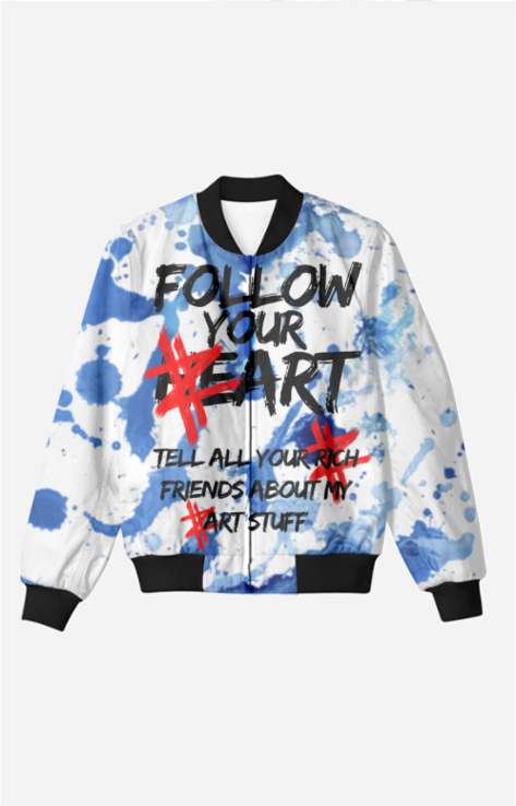 Bule Paint Heart Bomber Jacket