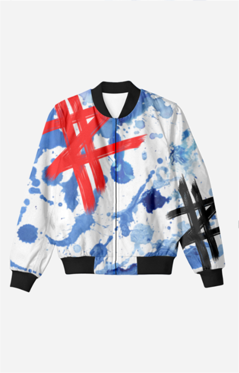 Blue Paint Bomber Jacket